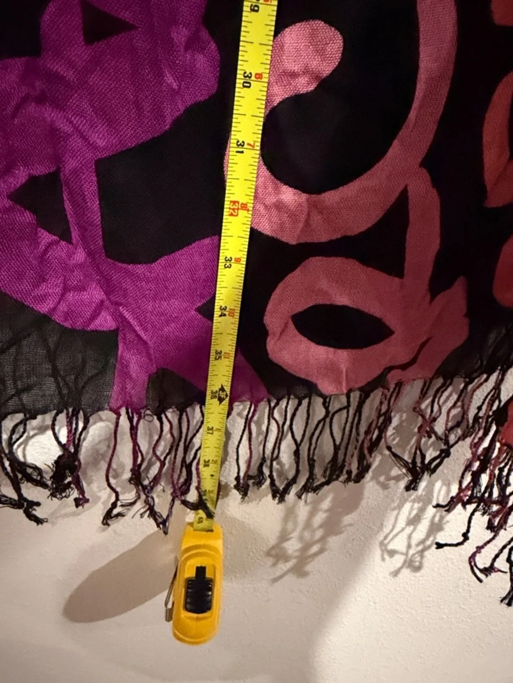 Bold Script Fringe Wrap - Black with Purple & Pink Script 72x21 inches